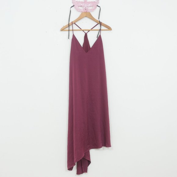 BCBGMaxAzria Dresses & Skirts - BCBGMaxAzria Burgundy Uneven Hem Slip Dress